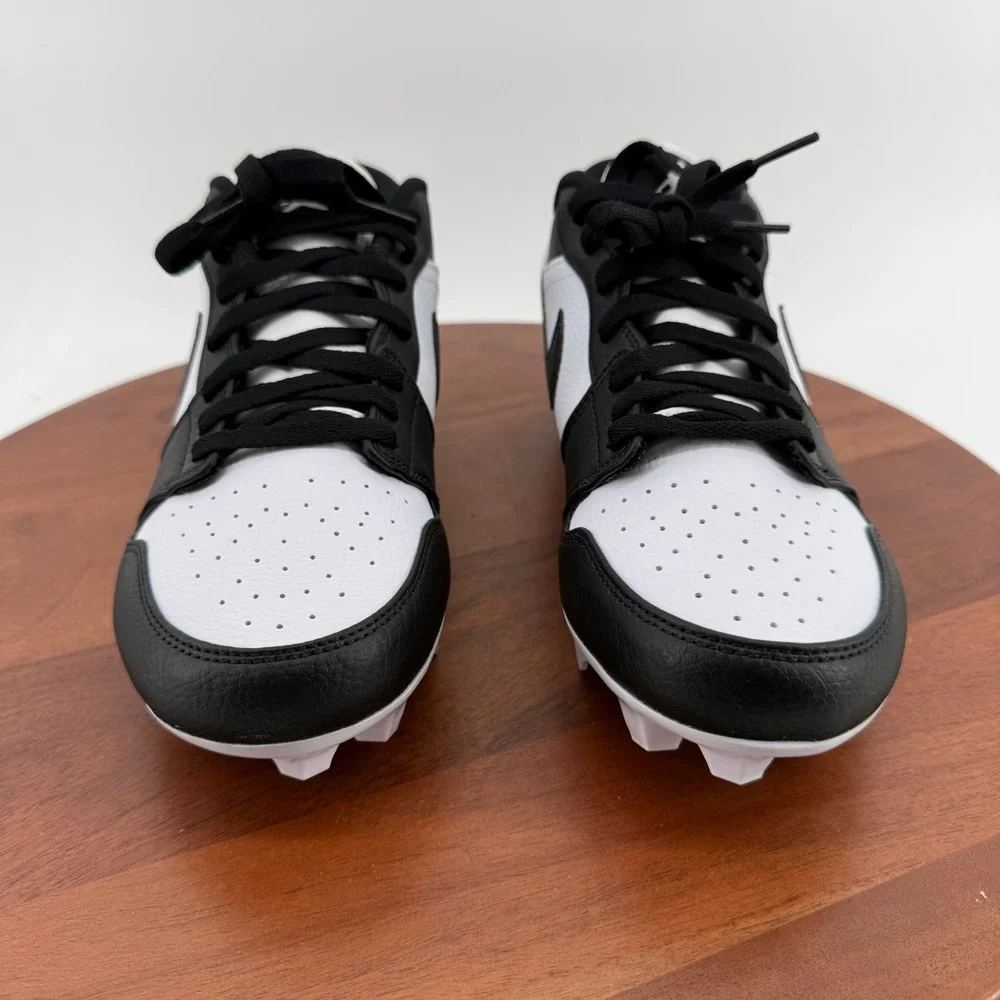 Nike Air Jordan 1 Low TD Football Cleats White Black Panda FJ6245-100 Men 9.5